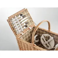 Coș picnic răchită 4 persoane personalizat, vedere lateral