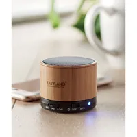 Boxă rotundă wireless bambus personalizată, vedere zona de personalizare