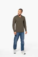 Tricou cu mânecă lungă bărbați Kariban V-neck personalizat, pe model