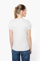 Tricou damă Kariban Short-sleeved V-neck personalizat, pe model