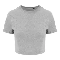 Tricou damă Just Ts Tri-blend Cropped T personalizat, gri