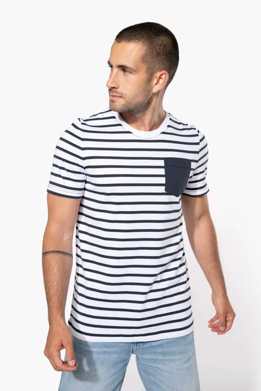 Tricou bărbați Kariban Striped Short Sleeve Sailor With Pocket