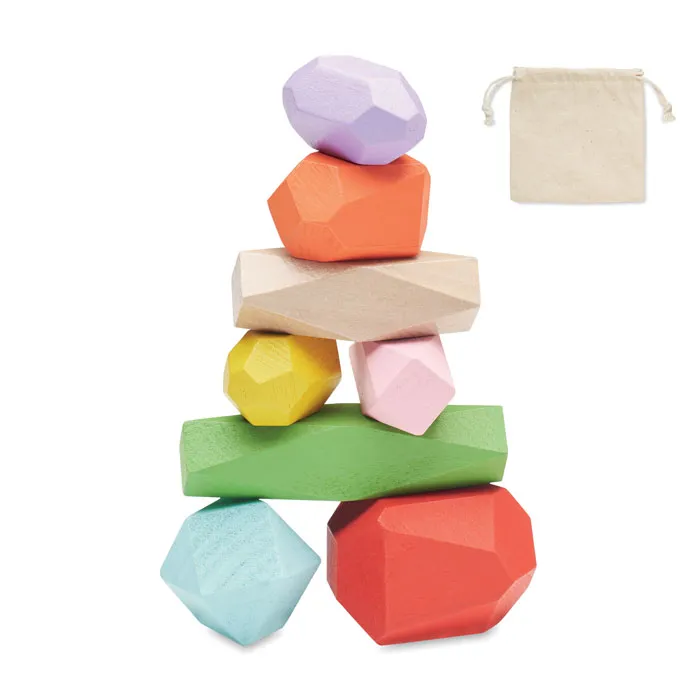 8 piese lemn stivuite,în pouch personalizat