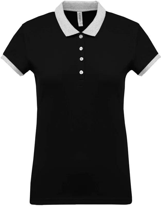 Tricou polo damă Kariban Two-tone Piqué personalizat, negru