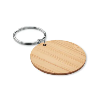 Breloc rotund din bambus personalizat