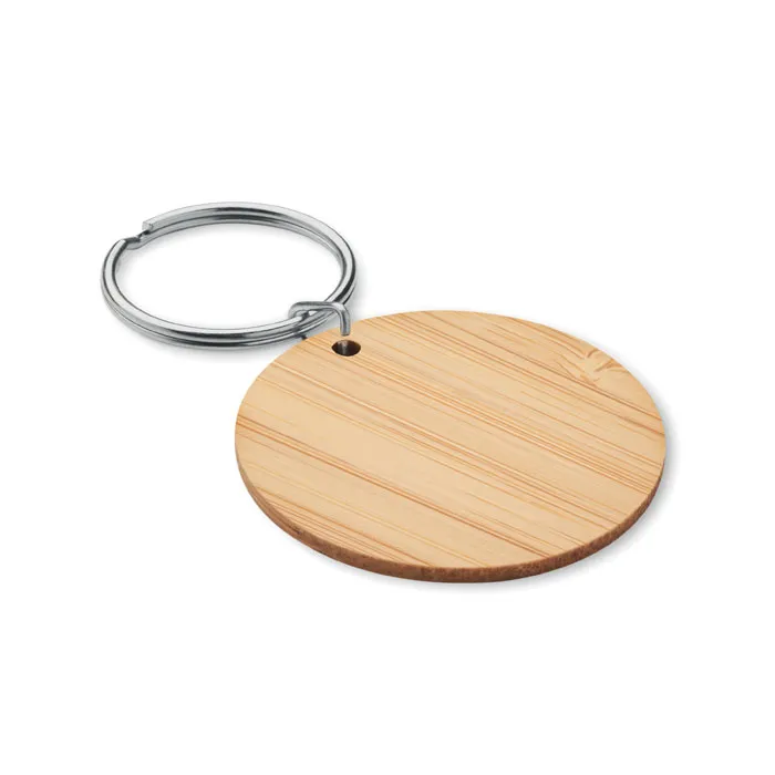 Breloc rotund din bambus personalizat