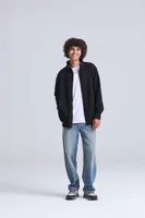 Bluză unisex Just Hoods Campus Full Zip Sweat personalizată, pe model