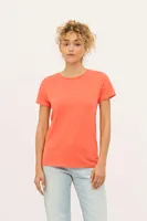 Tricou damă SOL'S Crusader Round-neck Fitted Jersey personalizat, pe model