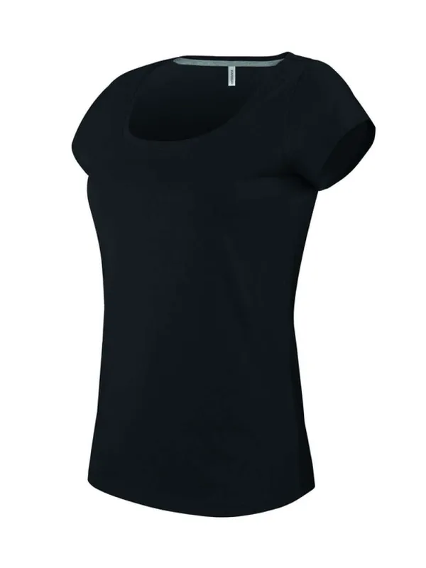 Tricou damă Kariban Boat Neck Short-sleeved personalizat, negru