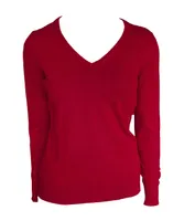 Bluză damă Legend Classics V-neck Fine Gauge Cotton Pullover personalizată, roșu