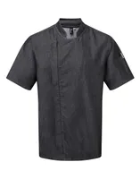 Jachetă unisex Premier Chef S Zip-close Short Sleeve personalizată, gri