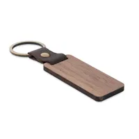 Breloc din nuc și PU personalizat, vedere lateral