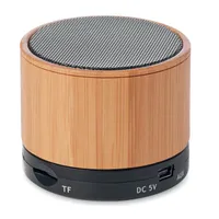 Boxă rotundă wireless bambus personalizată