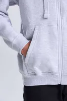 Bluză unisex Just Hoods Graduate Heavyweight Zoodie personalizată, pe model