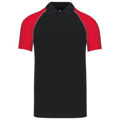 Tricou polo bărbați Kariban Baseball Short-sleeved personalizat, negru