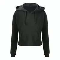 Hanorac damă Just Hoods Cropped personalizat, negru