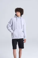 Bluză unisex Just Hoods Graduate Heavyweight Zoodie personalizată, pe model