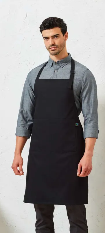 Șorț Premier Cotton Bib , Fairtrade & Organic Certified personalizat, pe model