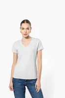 Tricou damă Kariban Short-sleeved V-neck personalizat, pe model
