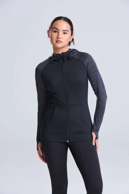 Articol sport damă Just Cool Cool Contrast Zoodie personalizat, pe model