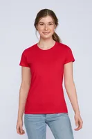 Tricou damă Gildan Premium Cotton® personalizat, pe model