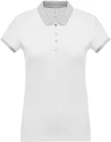 Tricou polo damă Kariban Two-tone Piqué personalizat, alb