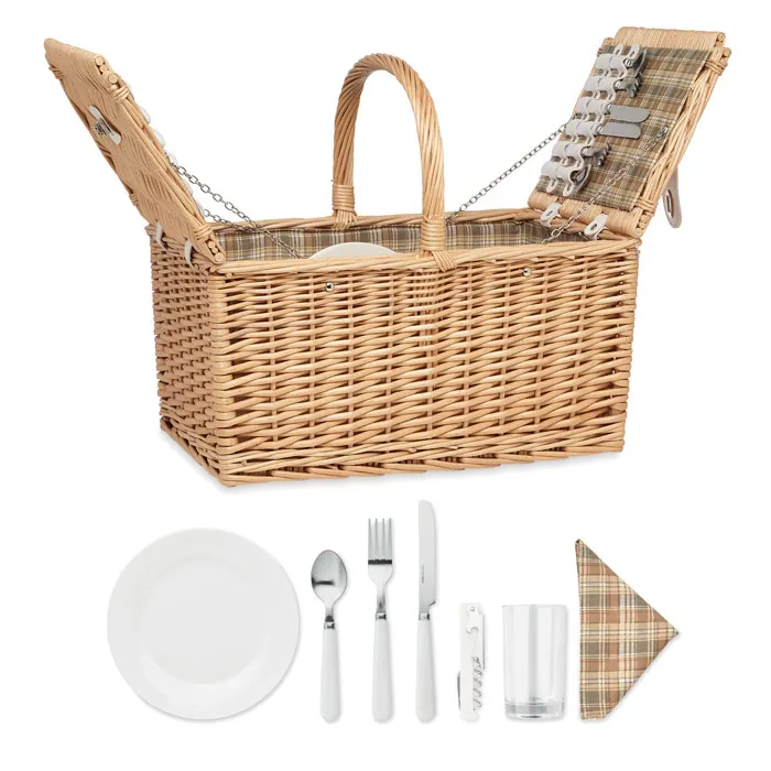 Coș picnic răchită 4 persoane personalizat