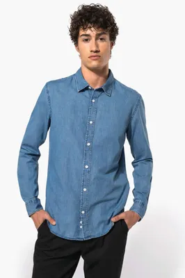 Cămașă bărbați Kariban Denim personalizată