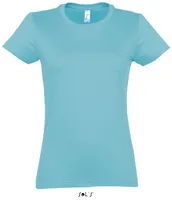 Tricou damă SOL'S Imperial Round Collar personalizat, albastru
