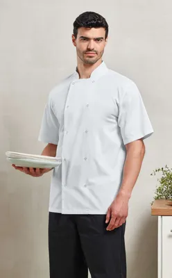 Jachetă unisex Premier Chef S Short Sleeve Stud personalizată