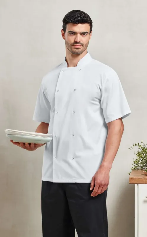 Jachetă unisex Premier Chef S Short Sleeve Stud
