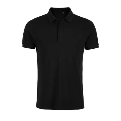 Tricou polo bărbați Neoblu Owen Piqué With Concealed Placket personalizat, negru