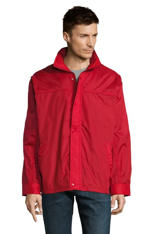 Jachetă unisex SOL'S Mistral Jersey-lined Water Repellent Windbreaker personalizată, pe model