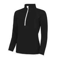 Bluză damă Just Cool Cool 1/2 Zip Sweat personalizată, negru