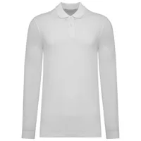 Tricou polo bărbați Kariban Organic 180 Piqué Long Sleeves personalizat, alb
