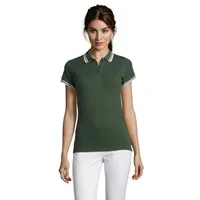 PASADENA polo femei 200g personalizată, forest green/white