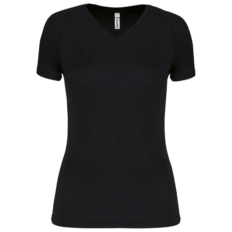 Tricou damă Proact V-neck Short-sleeved Sports personalizat, negru