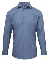 Cămașă bărbați Premier Cross-dye Roll Sleeve Poplin Bar personalizată, albastru