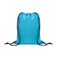 Rucsac copii cu șnur 190T RPET personalizat, turcoaz