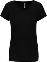 Tricou damă Kariban Short-sleeved V-neck personalizat, negru
