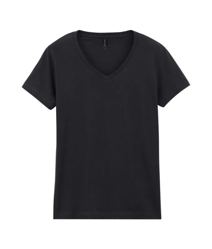 Tricou damă Gildan Softstyle™ V-neck personalizat, negru