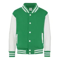 Jachetă copii Just Hoods Varsity personalizată, verde