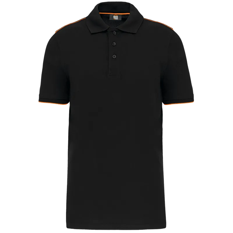 Tricou polo bărbați Designed To Work Short-sleeved Contrasting Daytoday personalizat, negru