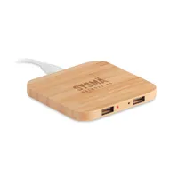 Încărcător wireless din bambus personalizat, vedere zona de personalizare