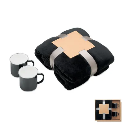Set pătură fleece și 2 căni