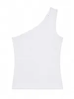 Tricou damă True Blanks Fitted One Shoulder Top personalizat, natural