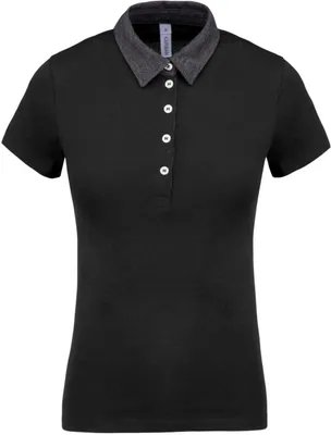 Tricou polo damă Kariban Two-tone Jersey personalizat, negru