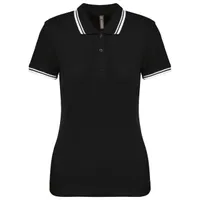 Tricou polo damă Kariban Ladie S Short-sleeved Poloshirt With Contrasting Piping personalizat, negru
