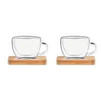 2 pahare expresso perete dublu personalizat, vedere detaliu