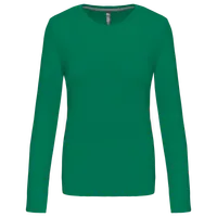 Tricou cu mânecă lungă damă Kariban Crew Neck personalizat, verde
